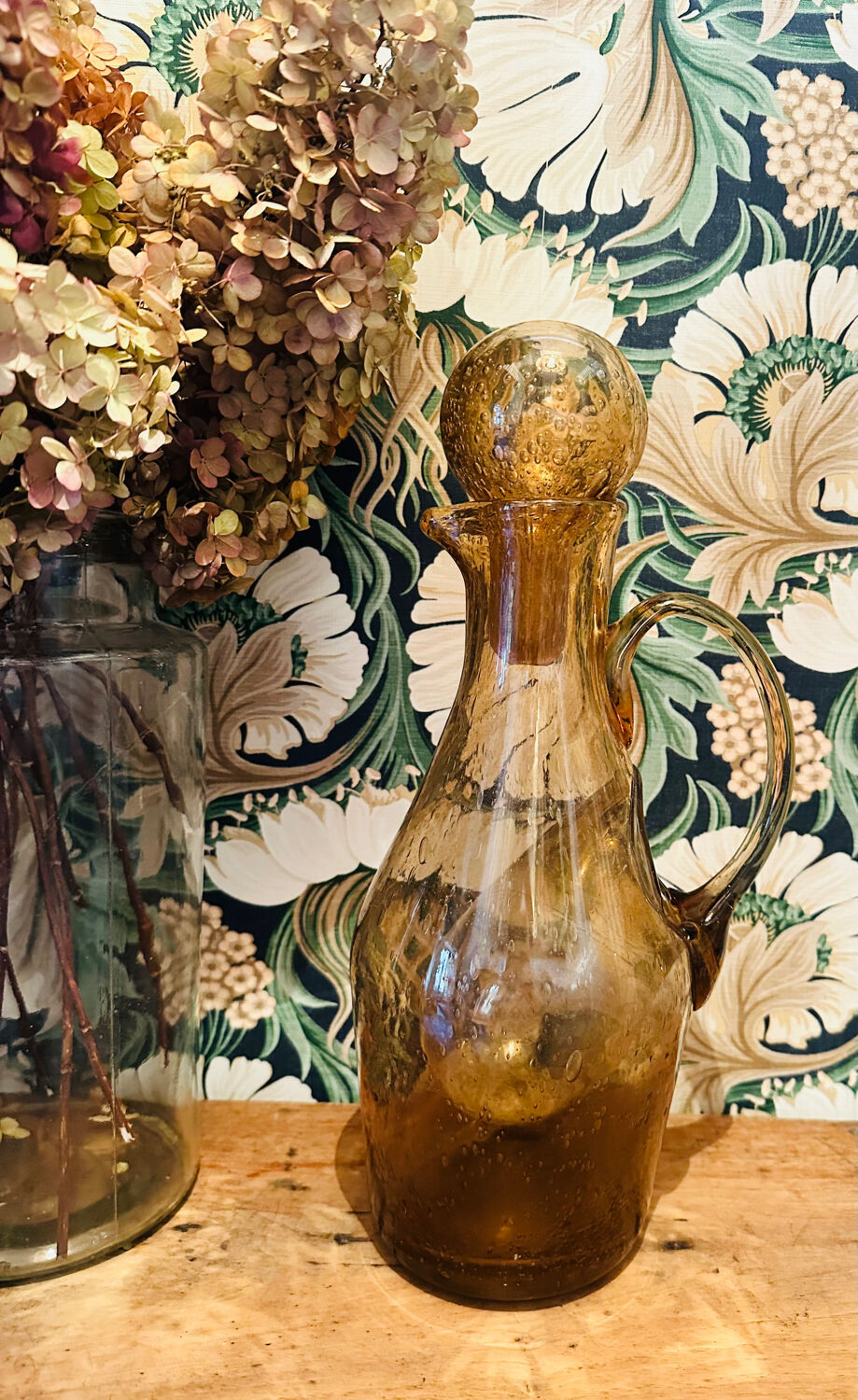 Vintage 1960s bubble glass carafe