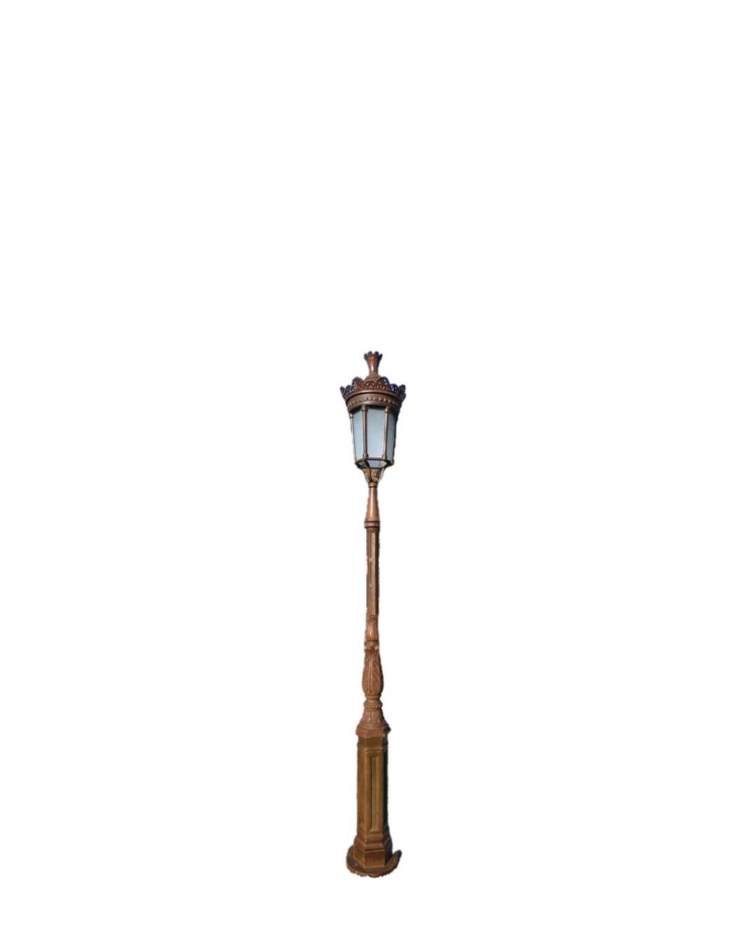 Cast iron street lamp with a lantern