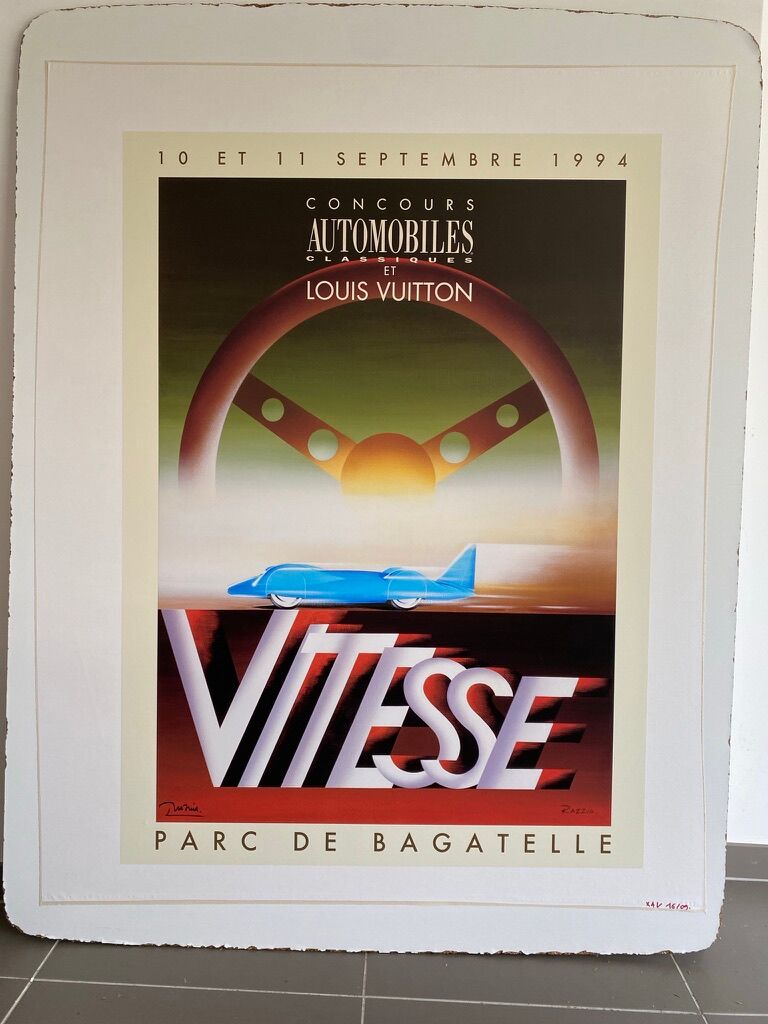 Razzia Large Format Poster - Concours automobiles et Louis Vuitton - Signed by the artist - On linen