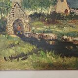 Painting - Oil on canvas Breton Village Signed Louis Hayaux (1897 - 1982)