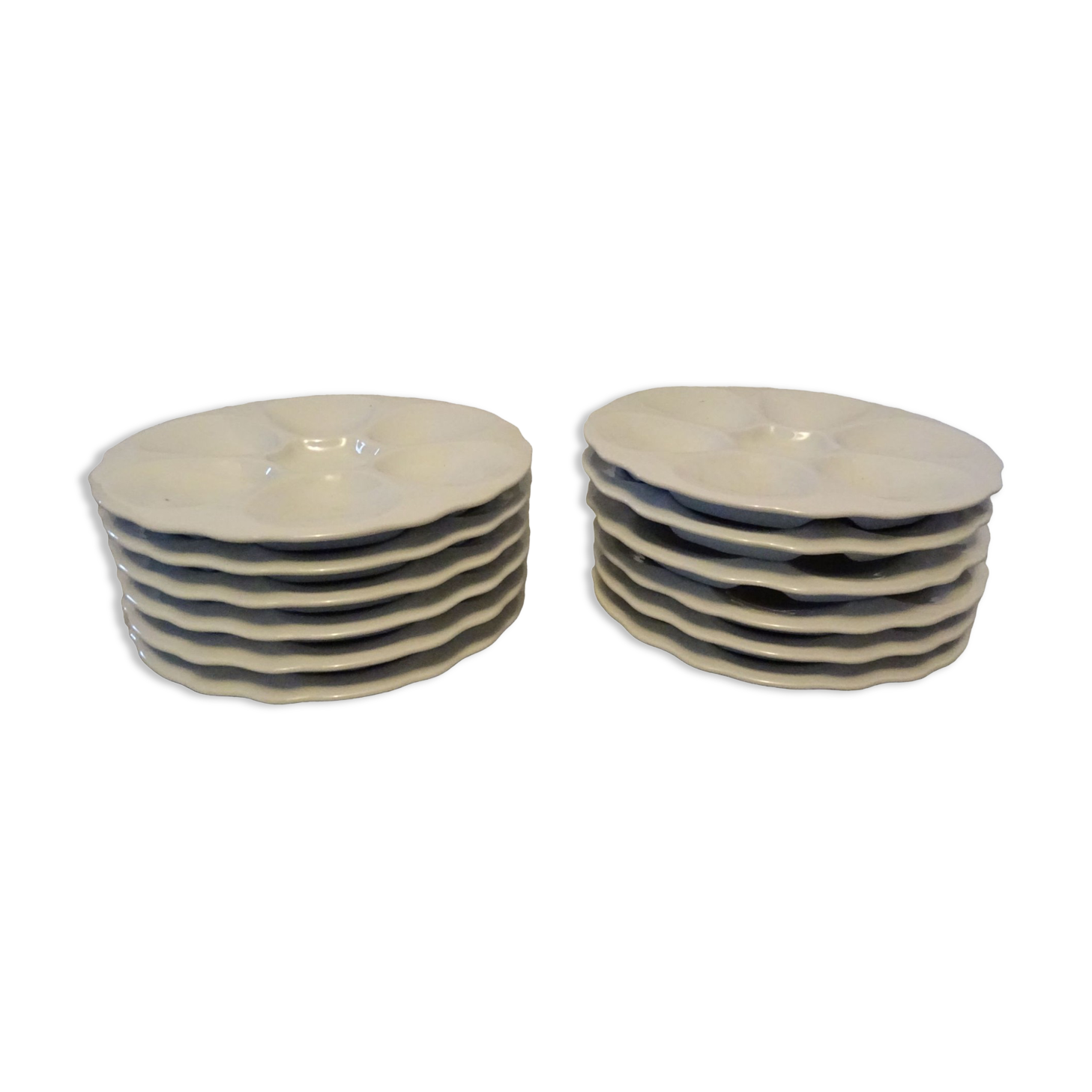 Lot De 4 Assiettes à Huîtres En Acier Inoxydable Evenden - Forme Coquillage, 8 Emplacements + Bac à Sauce Central
