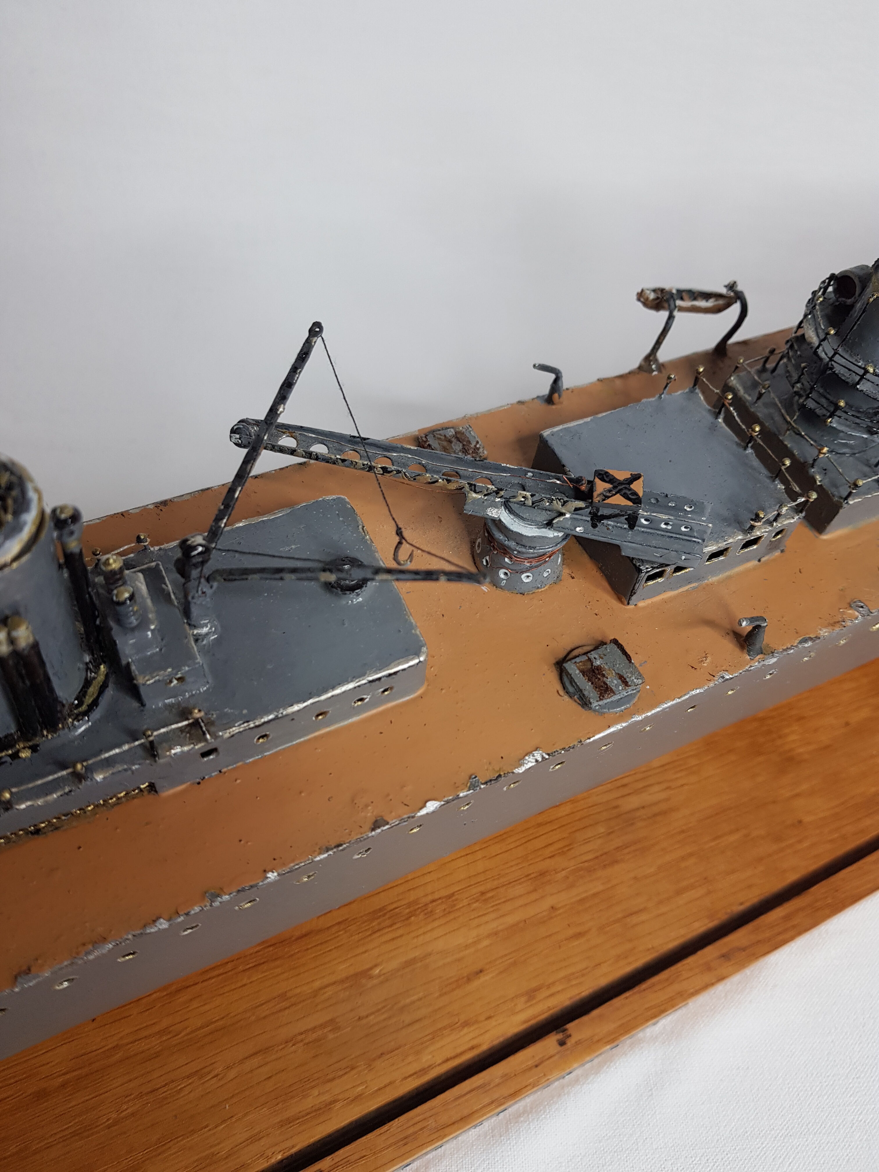 Warship model, metal cruiser "Emile Bertin" painted 90 cm with base