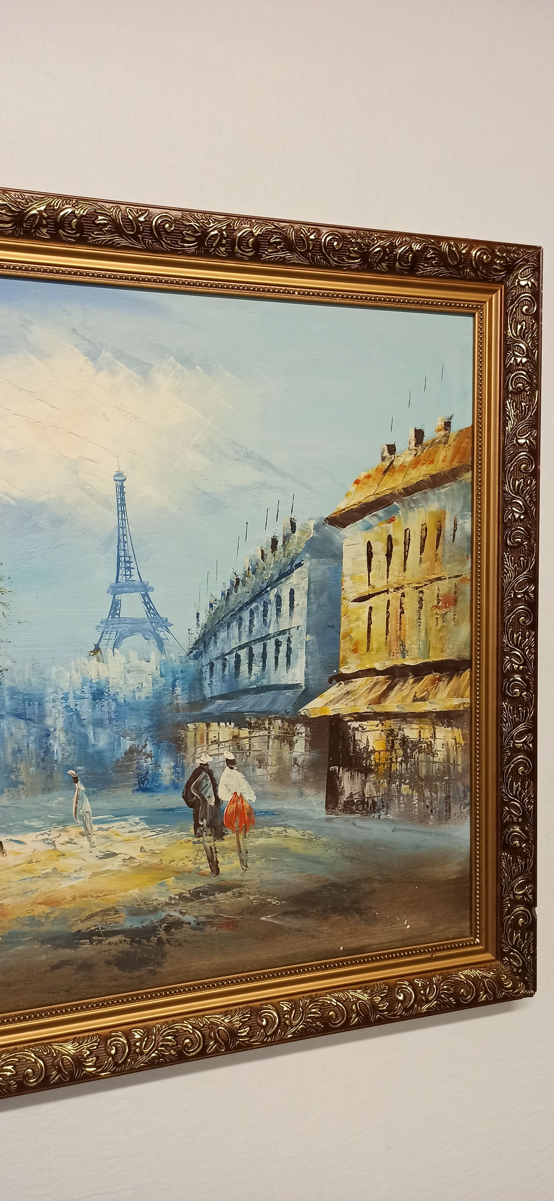 Painting framed by a view of Paris