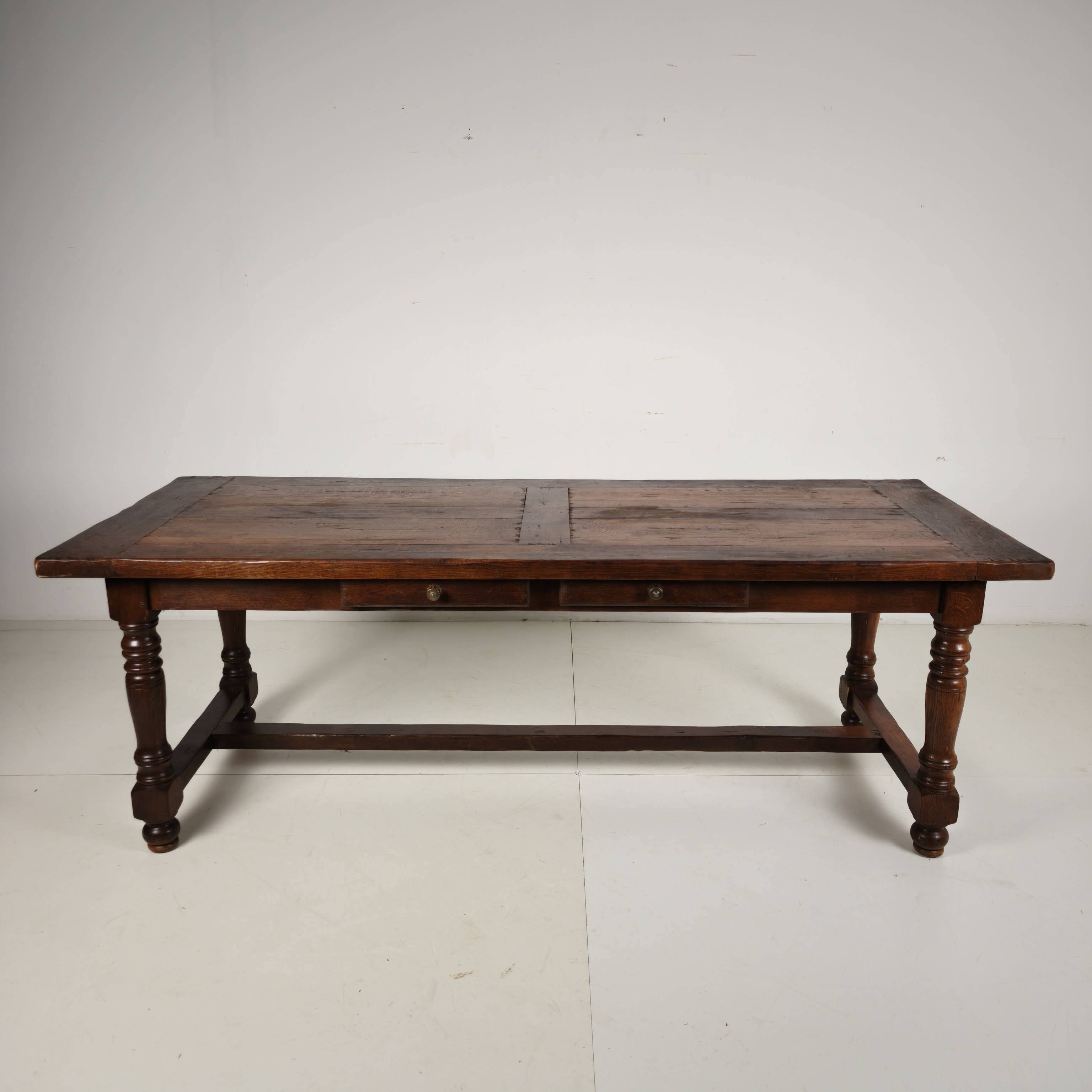 Large French Oak Monastery Table 320/220 cm, early 20th Century