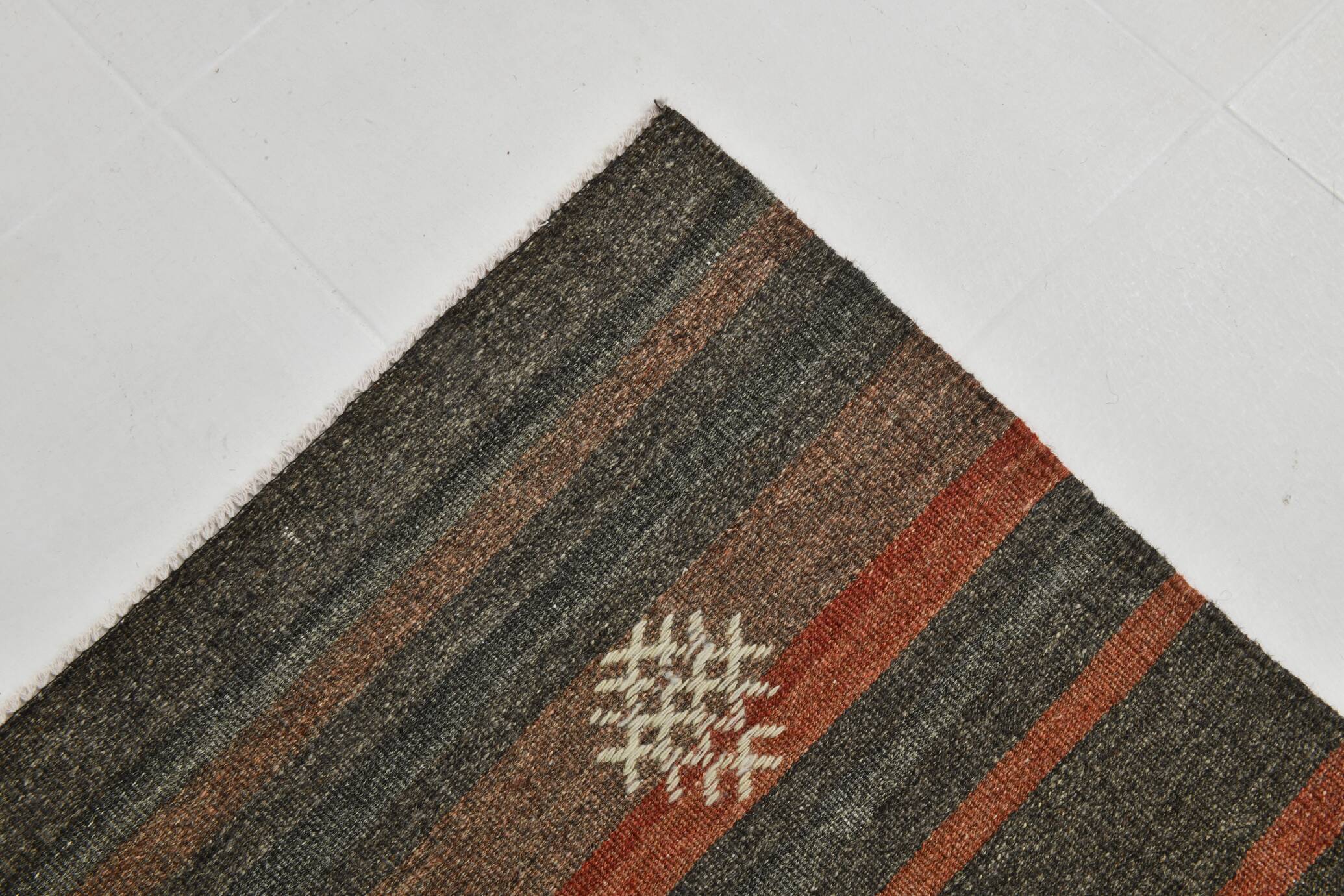 6x9 Green & Red Striped Pattern Kilim Area Rug, 175x266Cm