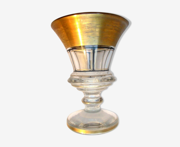 Verre à pied Charles X peint à l'or fin et lignes noires XIXème