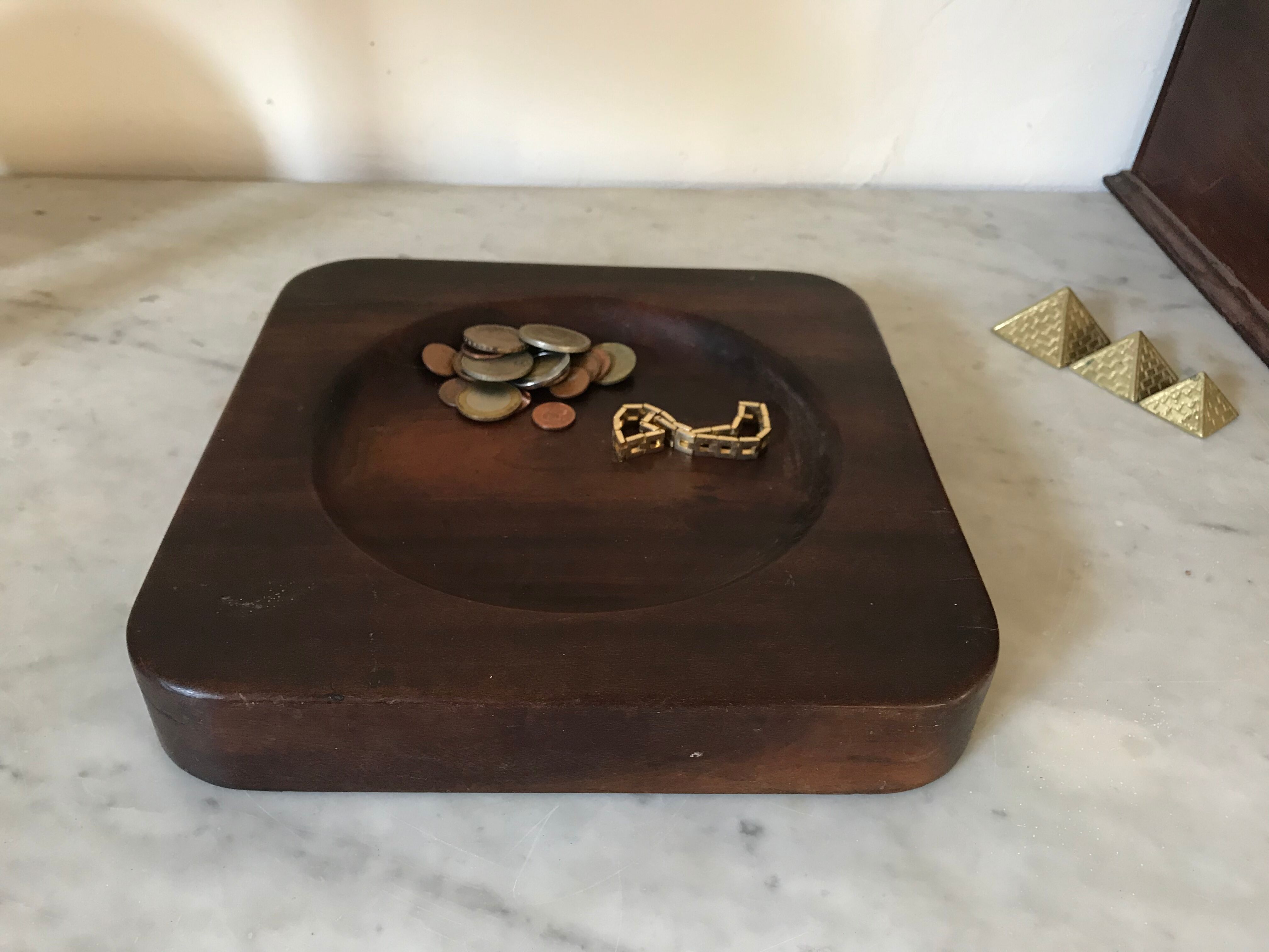 Vintage trinket bowl in solid wood