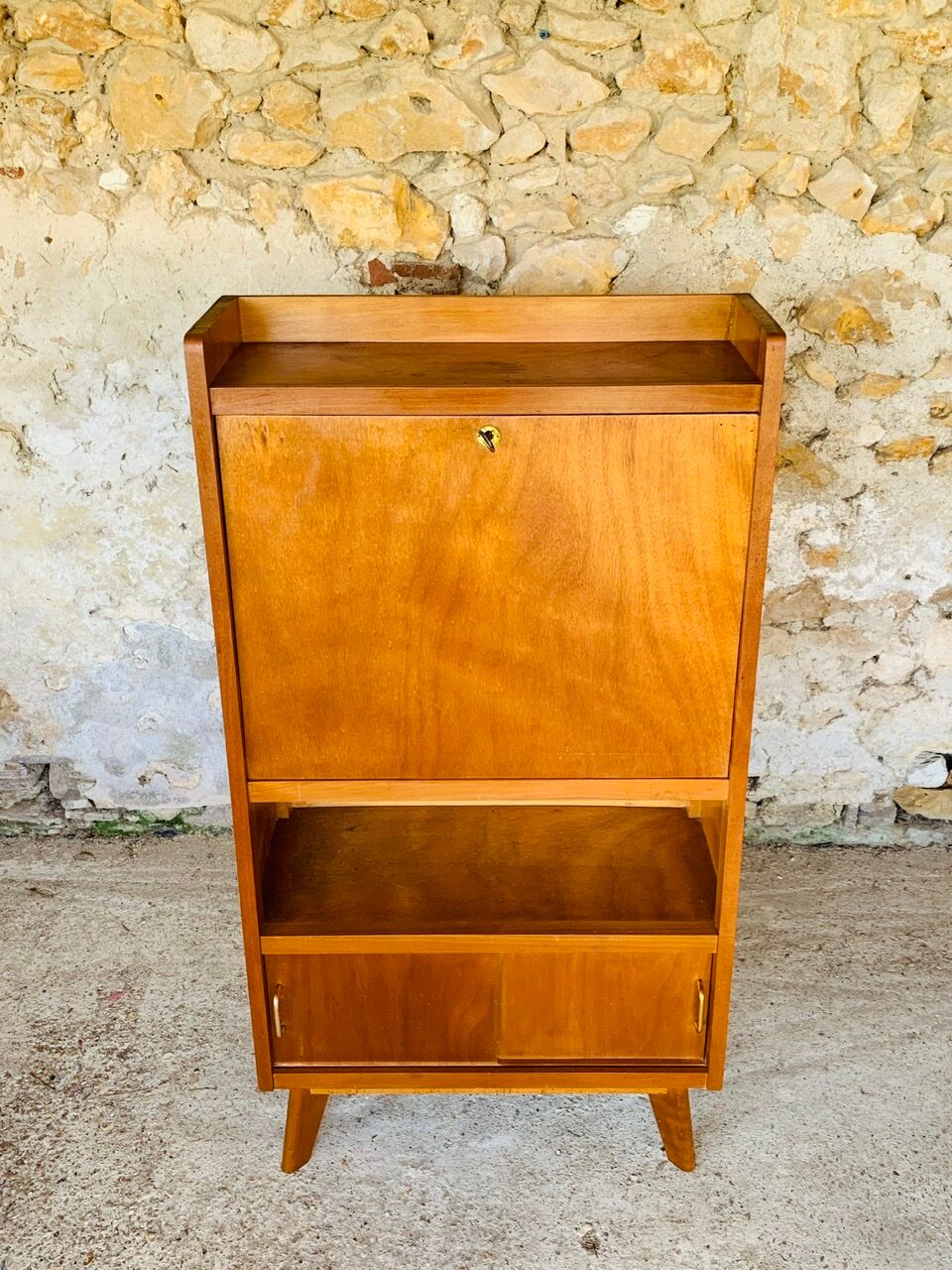 Vintage secretary on feet compass Scandinavian style, circa 50's