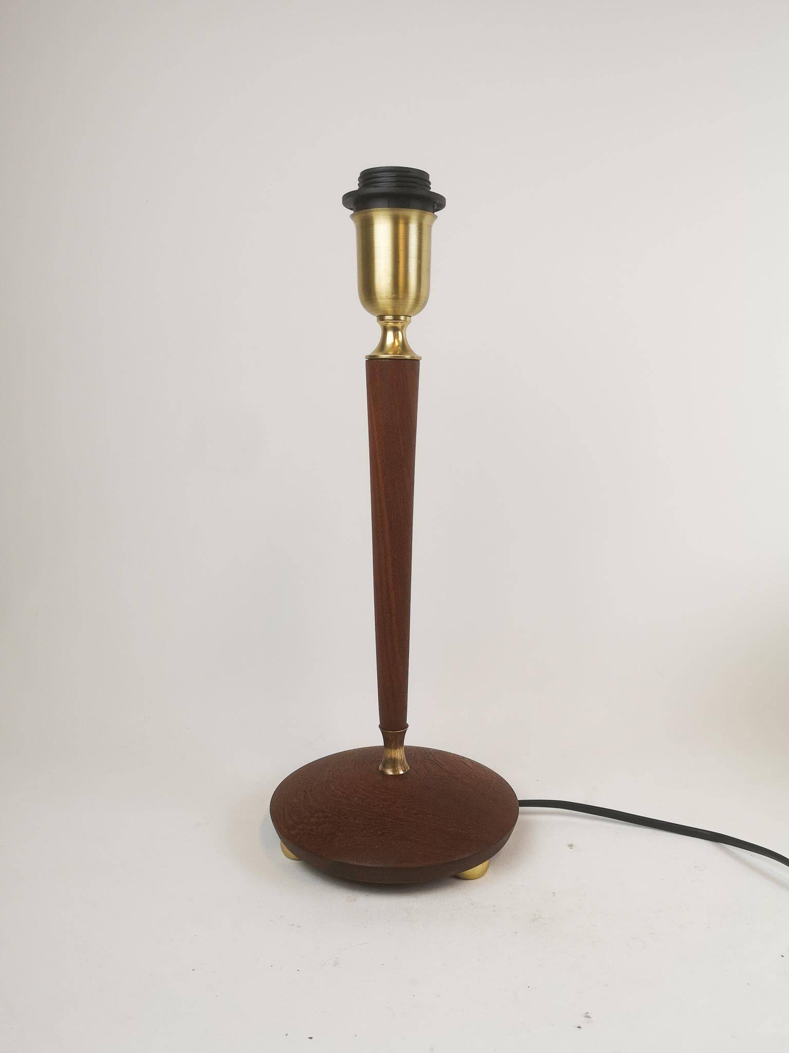 Teak and brass table lamp, mid-century, Sweden 1950s