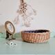 Vintage rattan basket interior liberty fabric