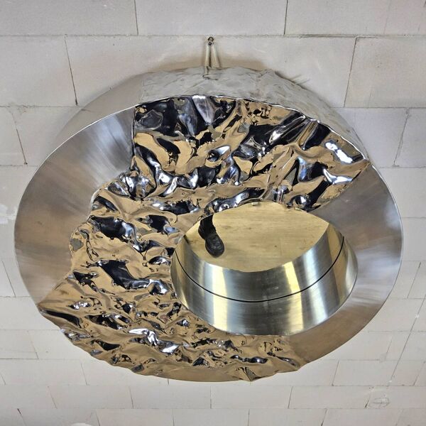 Miroir vintage en chrome organique grand (Miroir de mercure)