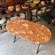 Oblong bistro table in Caunes stone and black cast iron, 120 x 60 cm