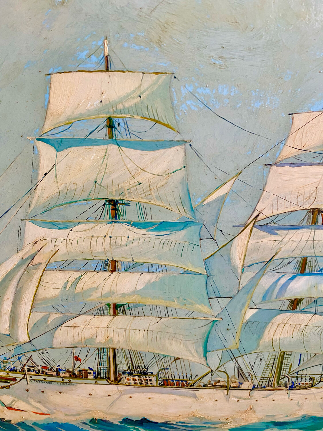 Peinture maritime originale – “Statsraad Lehmkuhl”, voile norvégienne