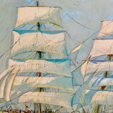 Peinture maritime originale – “Statsraad Lehmkuhl”, voile norvégienne