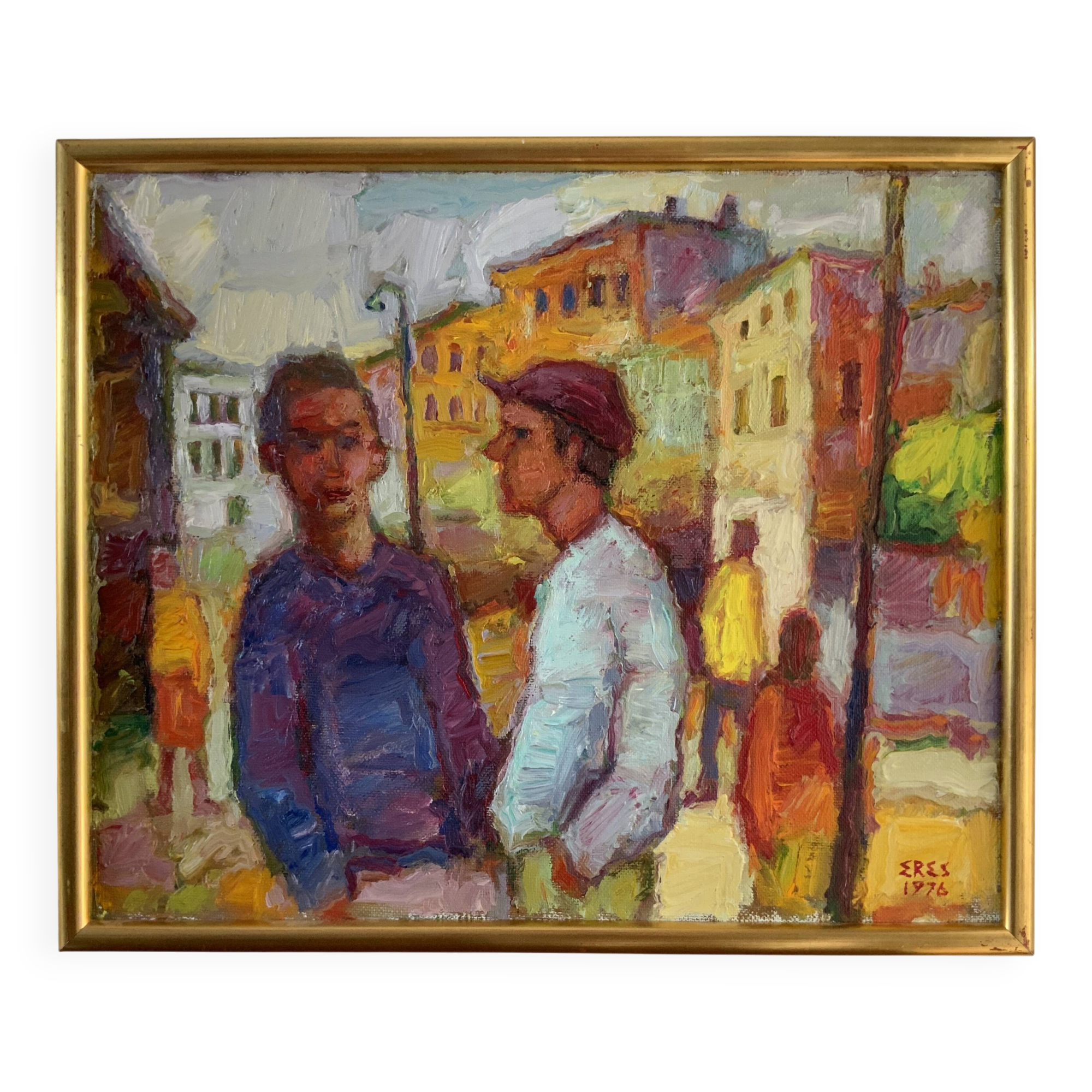 A.Eres Vintage Original Oil on canvas Painting, Expessionist, Signed 1976