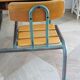 Bureau d’écolier vintage en bois et métal - Bureau double