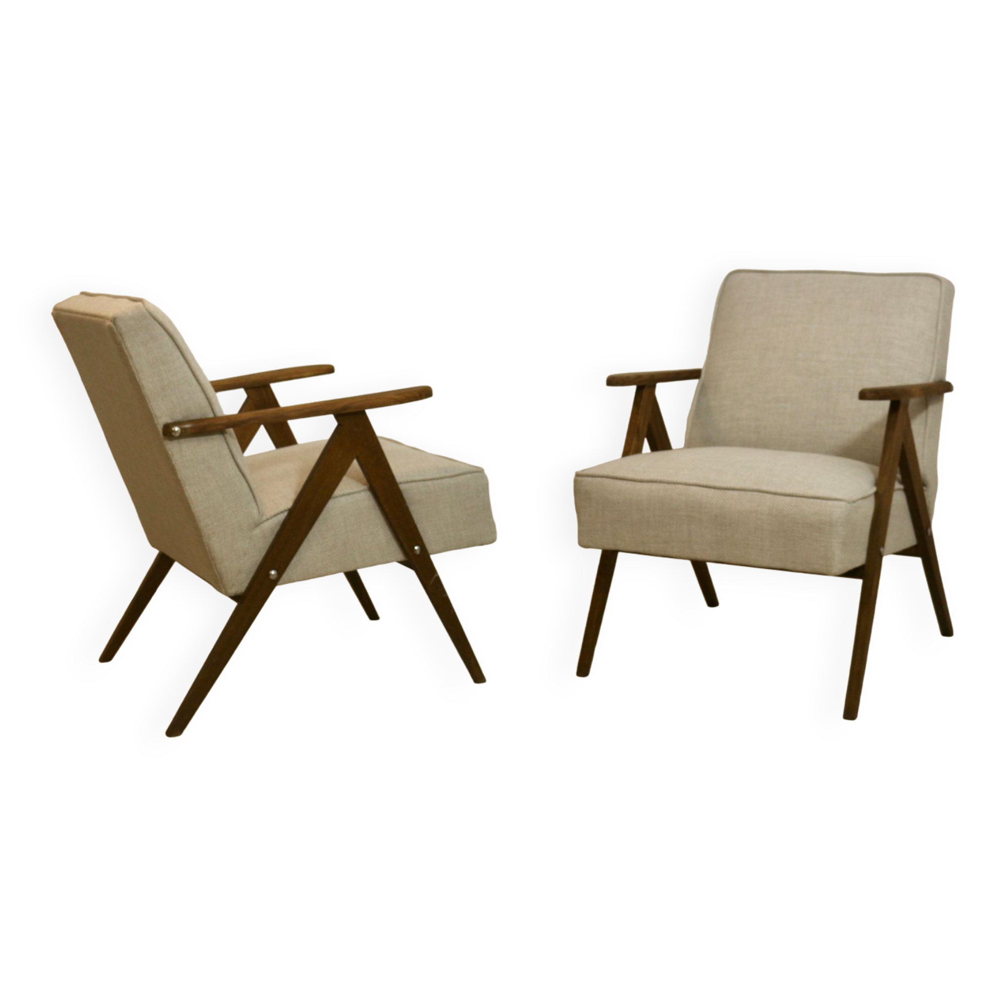 Pair of vintage armchairs design year 60 in oak
