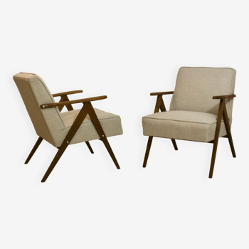 Pair of vintage armchairs design year 60 in oak