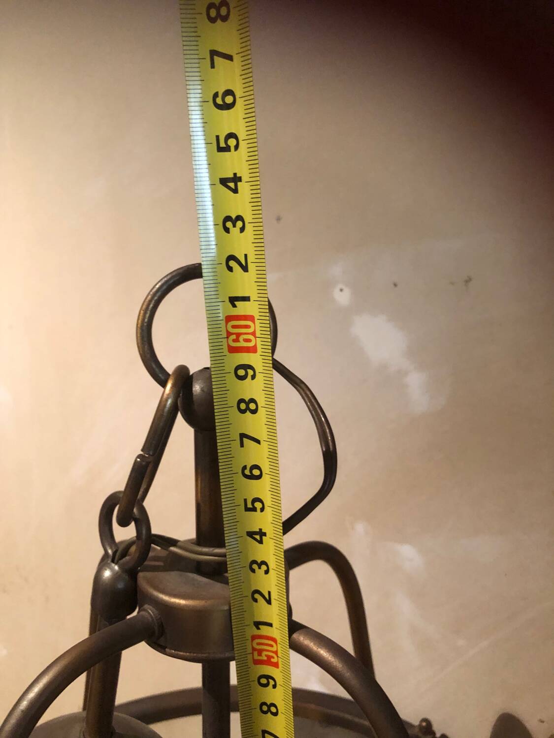 Large round lantern pendant in brass and glass