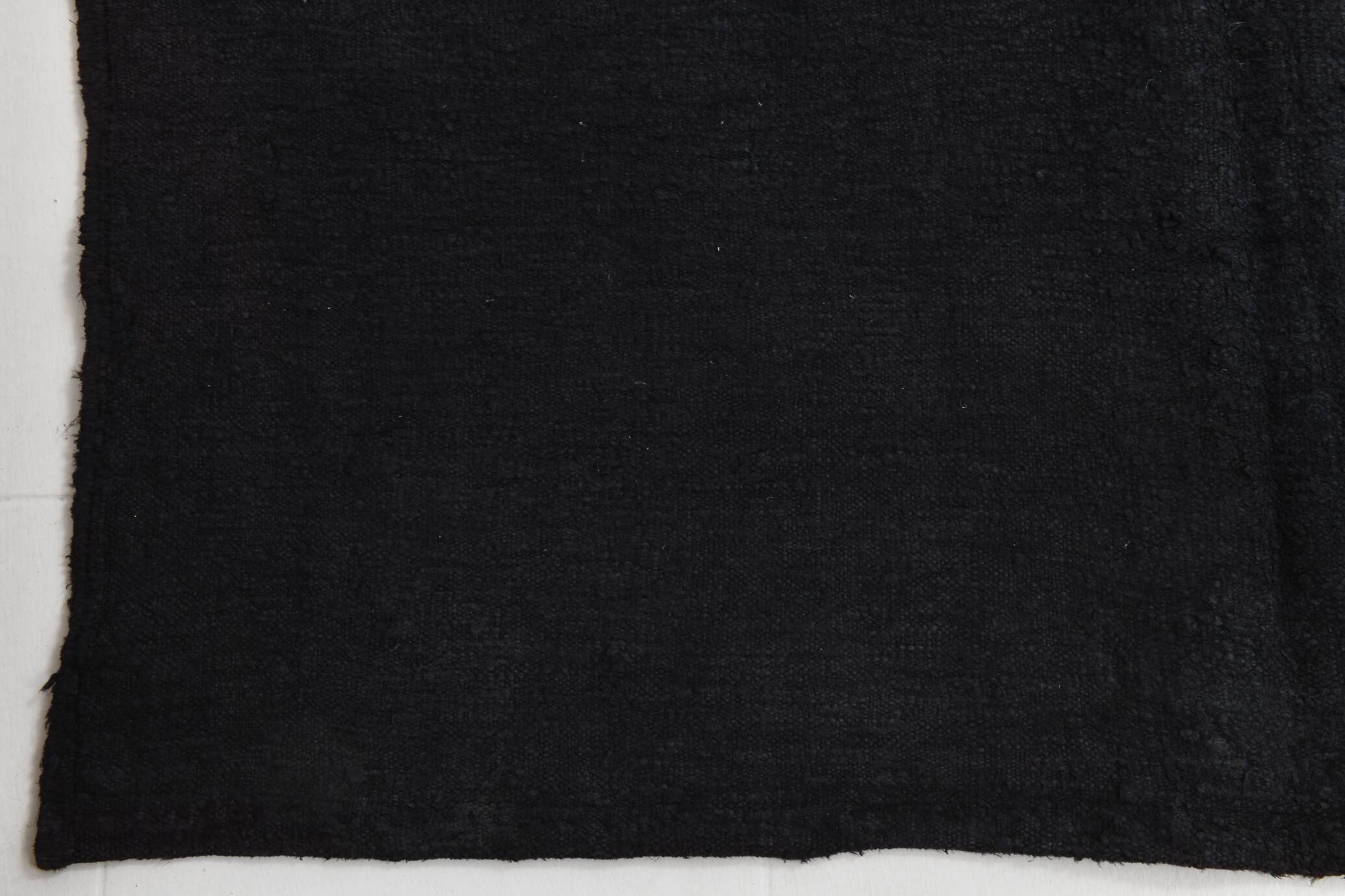 5x7 Dark Navy Blue Solid Turkish Vintage Kilim Rug For Bedroom, 156x223 Cm