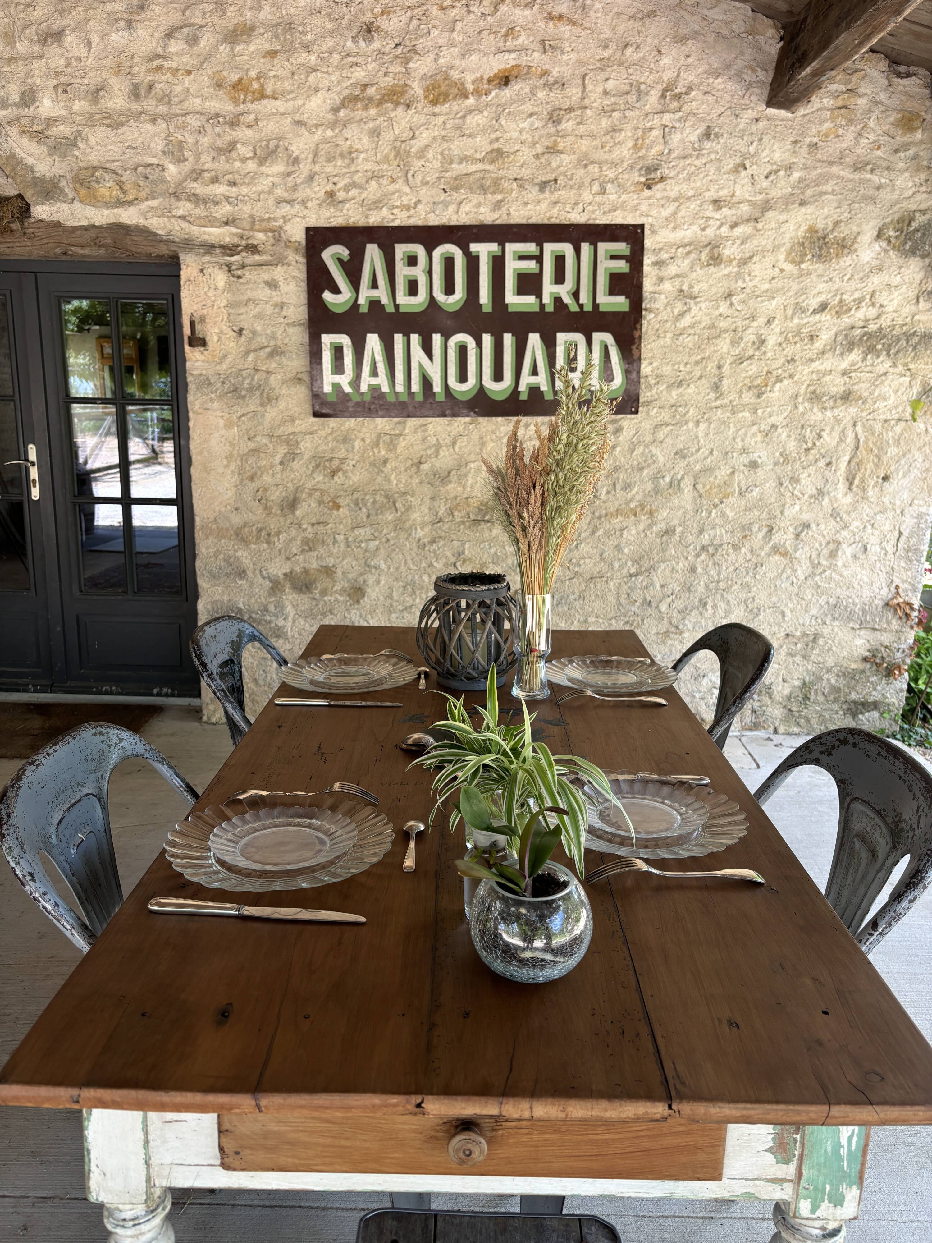 Farmhouse table with turned solid wood legs