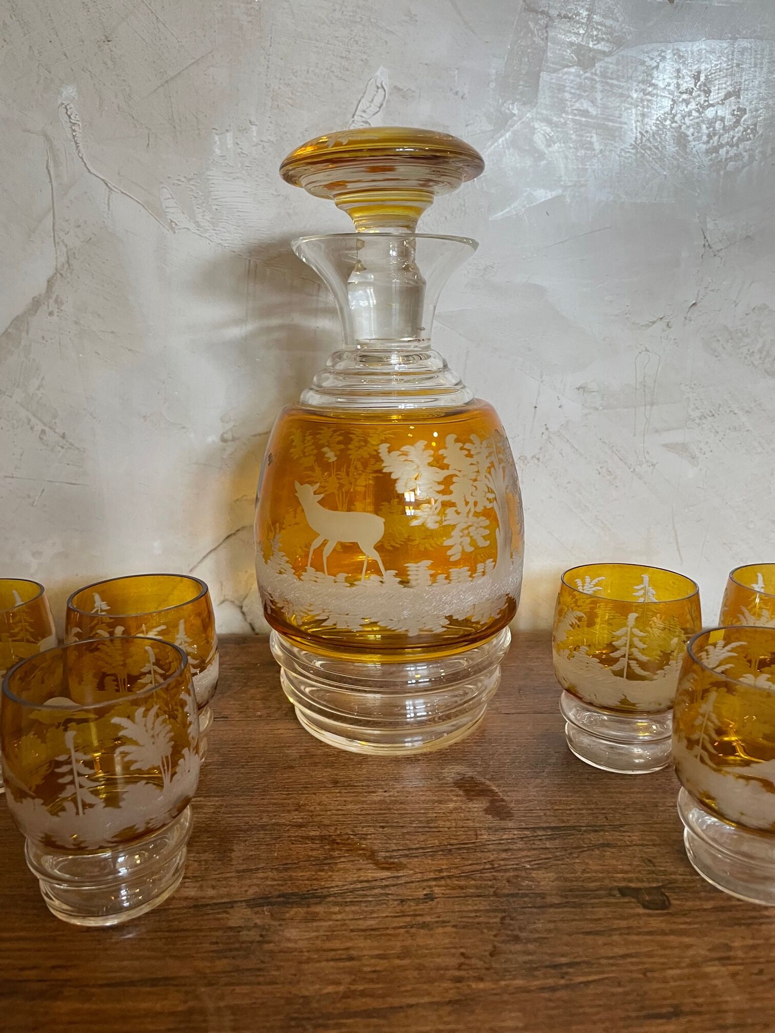 Bohemian crystal liquor service