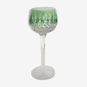 Verre en cristal –   roemer vert - saint-louis - pointe de couleur verte