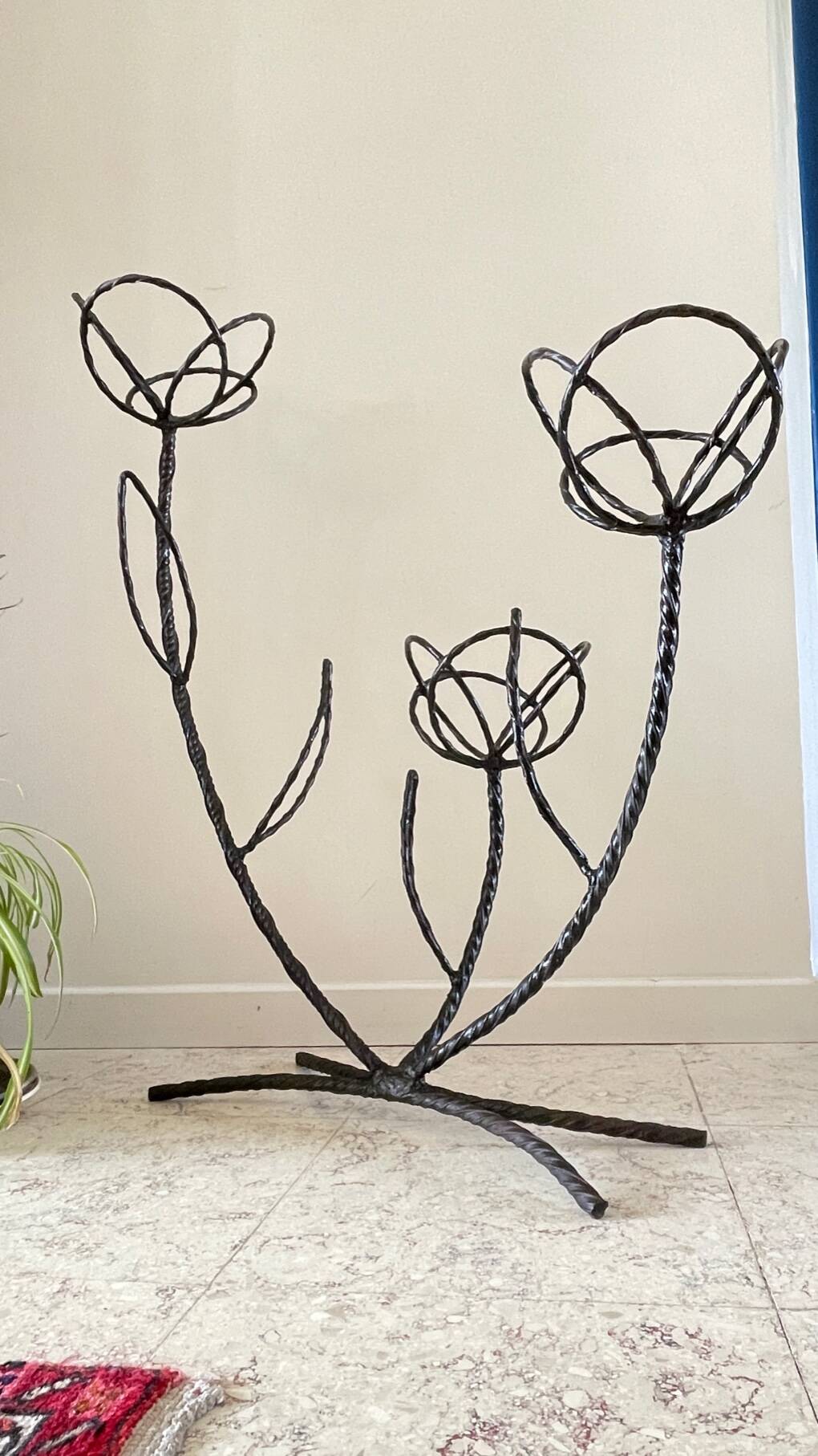 Vintage curved steel plant shelf