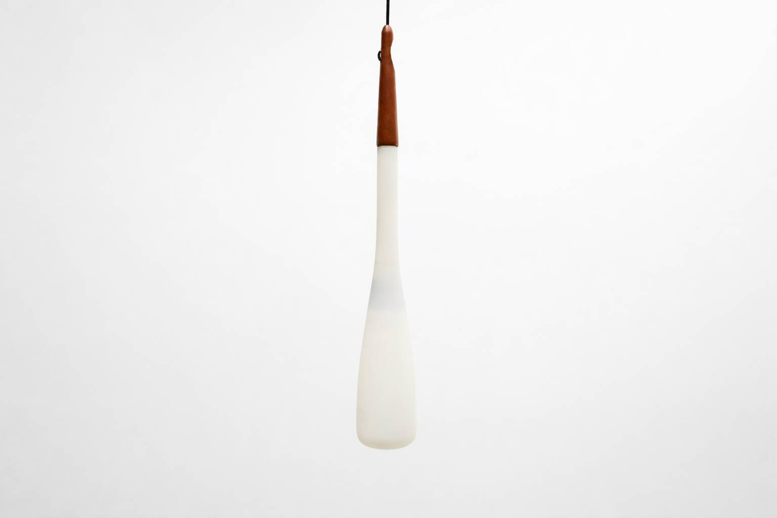 Scandinavian opaline and teak suspension by Uno and Östen Kristiansson for the