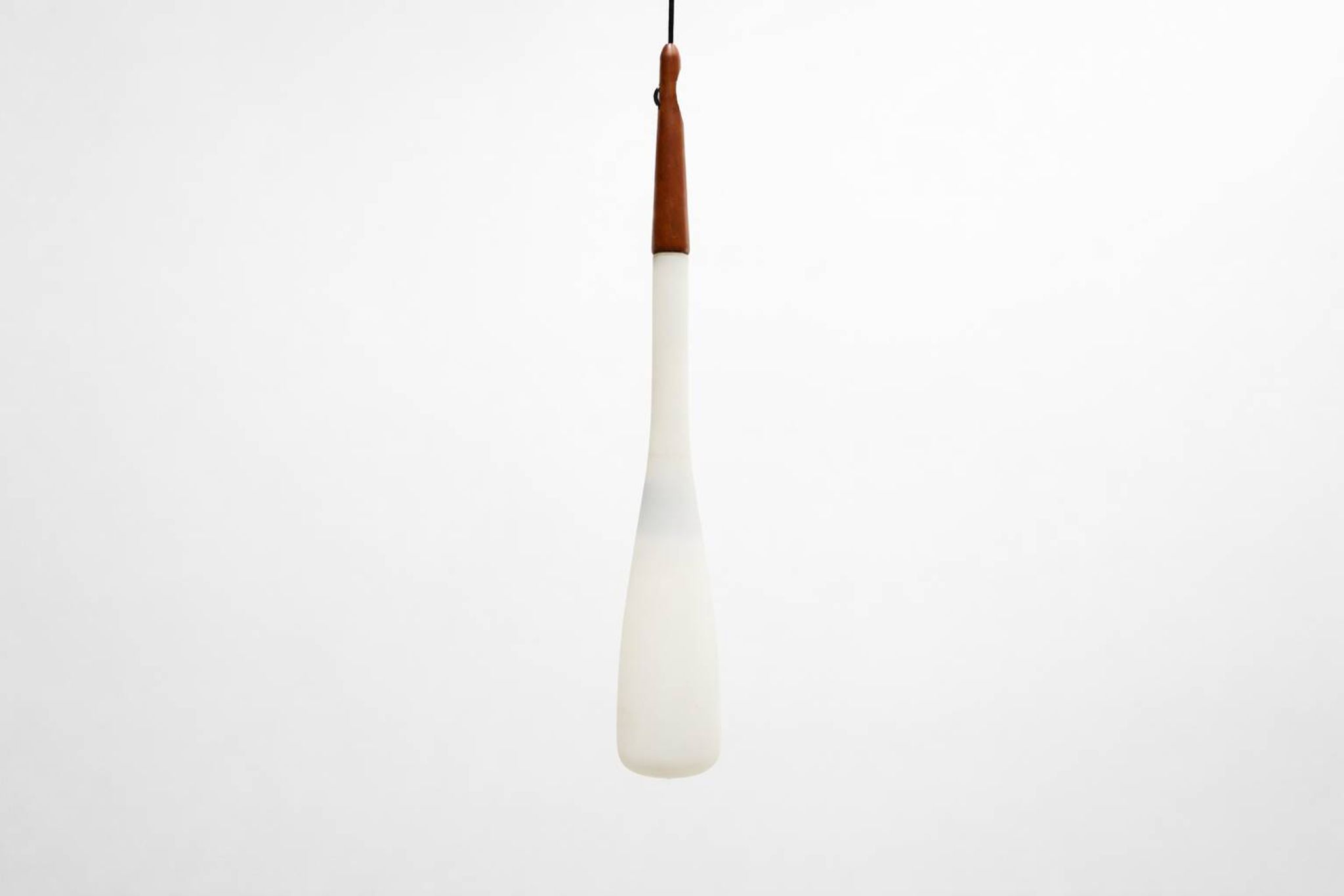 Scandinavian opaline and teak suspension by Uno and Östen Kristiansson for the