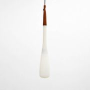 Scandinavian opaline and teak suspension by Uno and Östen Kristiansson for the