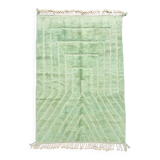 Moroccan Berber carpet Beni Ouarain water green with engraved patterns 2.45x1.57m