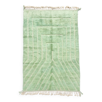 Moroccan Berber carpet Beni Ouarain water green with engraved patterns 2.45x1.57m