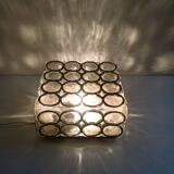 Vintage 1960s German iron ring glass ceiling lamp by Limburg