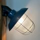 Industrial Blue Painted Factory Wall Cage Lamp from Elektrosvit, 1960s