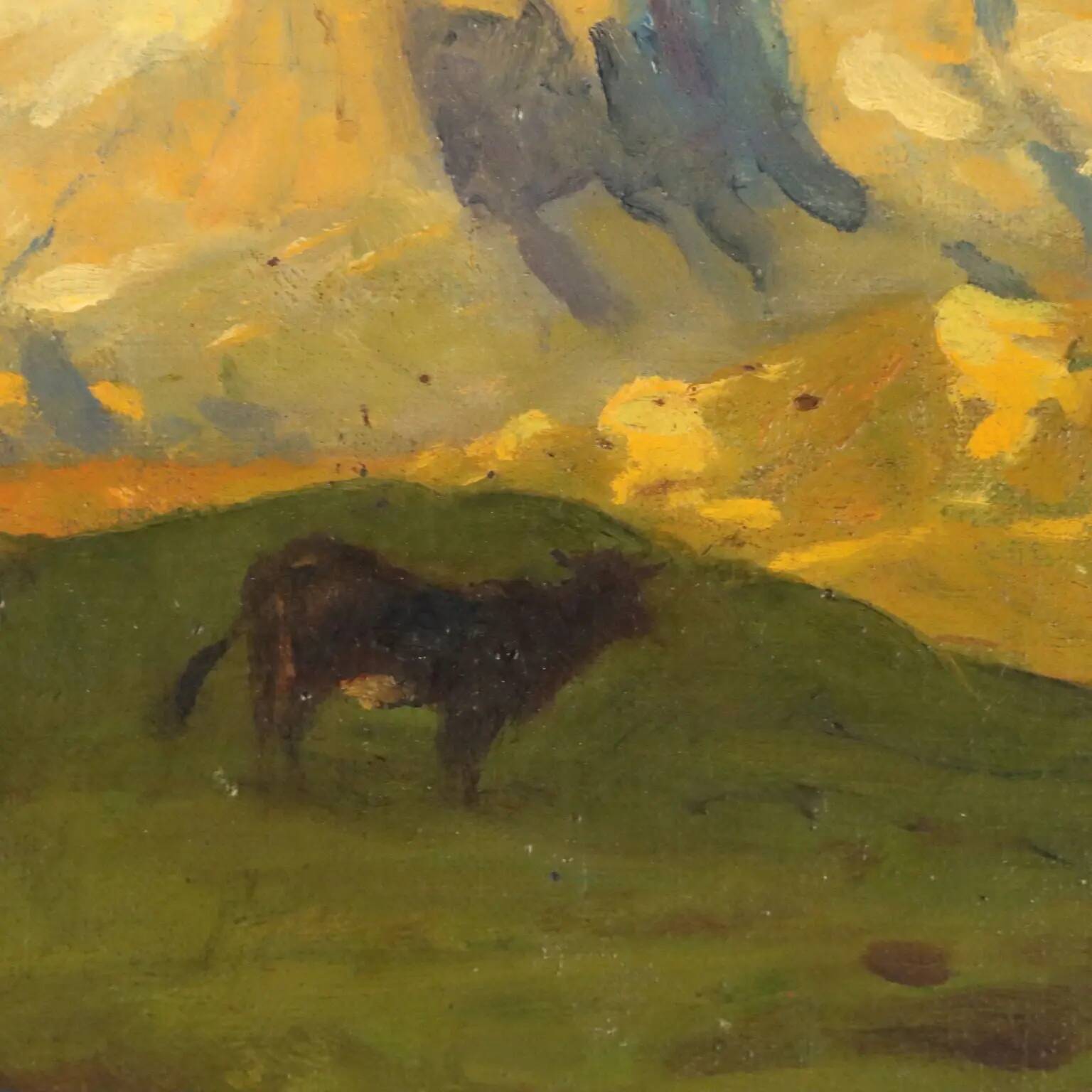 Old painting signed E. Spreafico, oil on canvas, Italy, 19th century.