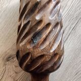 Hand-carved solid wood candle holder
