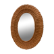 Old oval mirror wicker vintage rattan, 55x43 cm