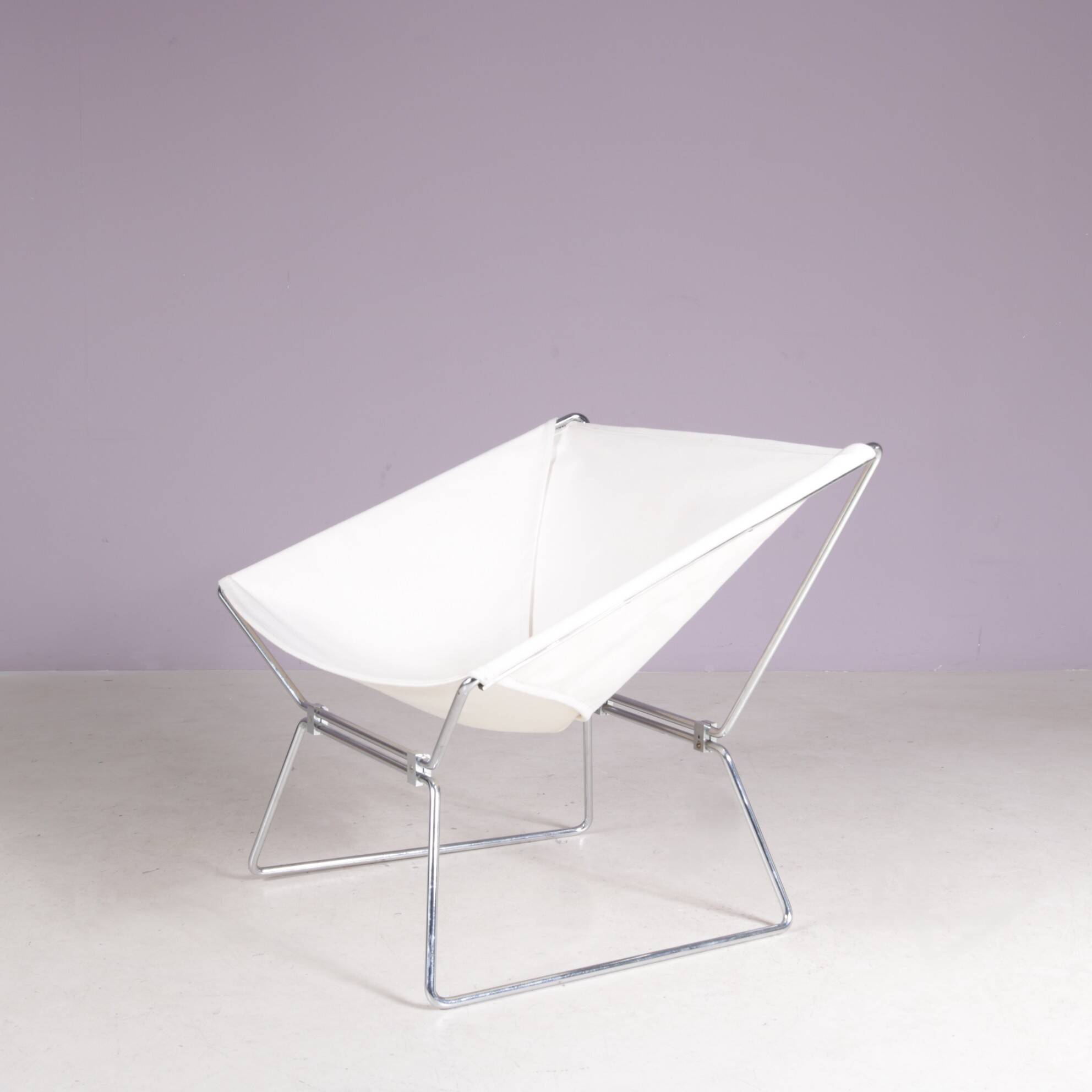 1950s easy chair AP 14 white canvas Pierre Paulin for A. Polak Netherlands