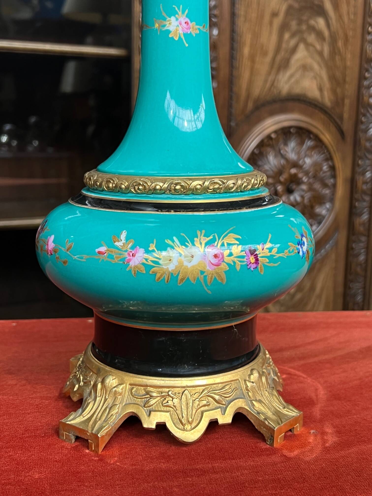 Lamp. Rare turquoise colour. Porcelain, gilded bronze.