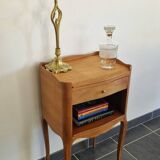 Solid cherry bedside table - Louis XV style - Signed DR
