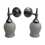 Pair of porcelain wall lamps