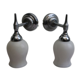 Pair of porcelain wall lamps