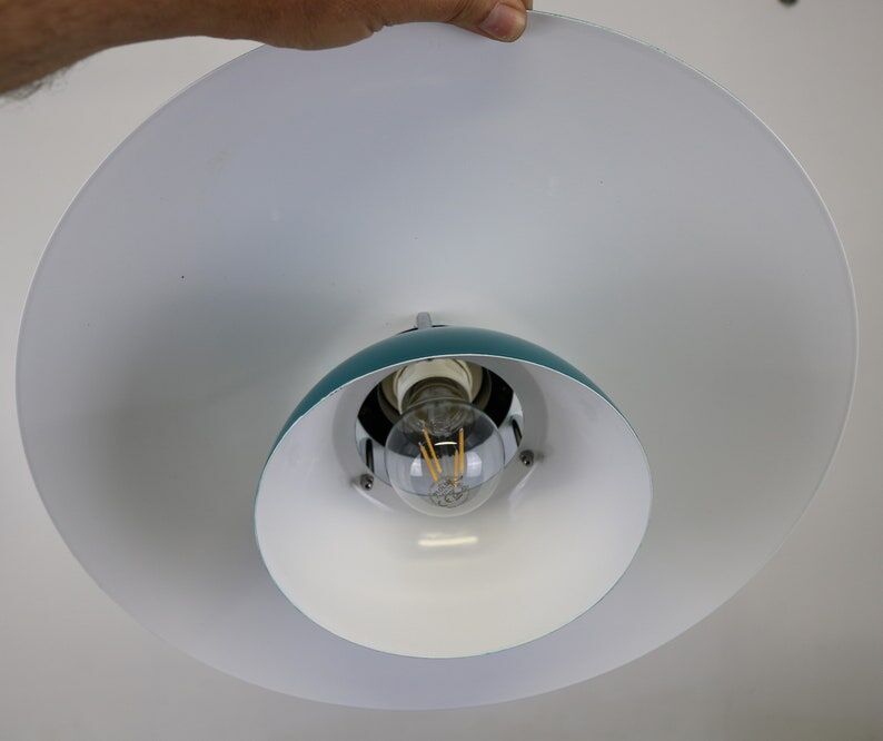 Blue-black lacquered ceiling lamp Denmark 1980