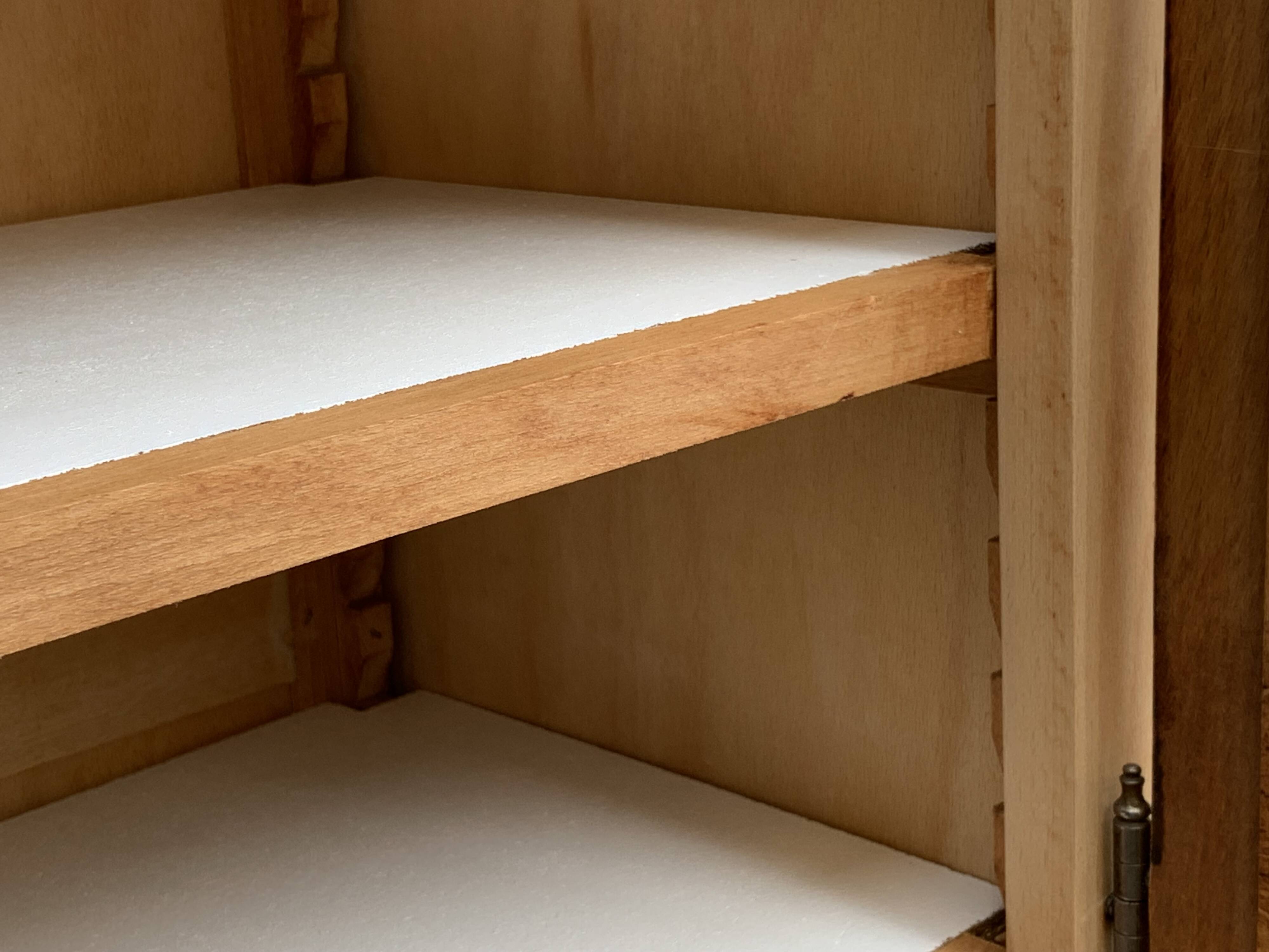 Parisian glass cabinet, raw wood, 1960s