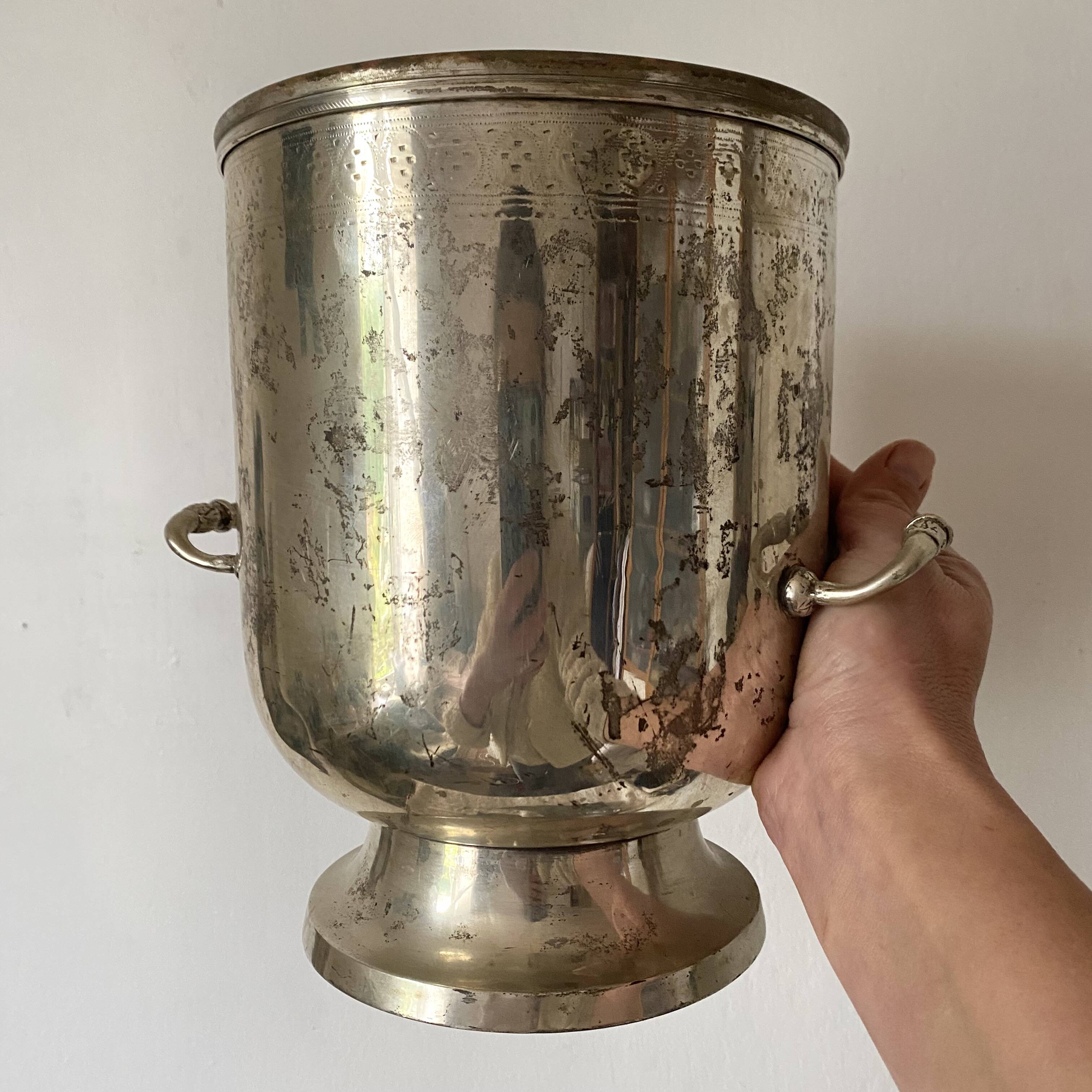 Patinated silver champagne bucket