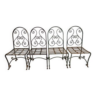 4 wrought iron garden chairs