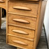 Antique light oak desk from the 1950s with 4 drawers