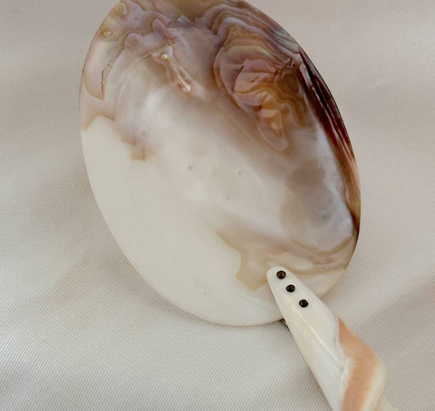 1920 French Antique Mother of Pearl and Shell Large Spoon