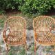 Pair of rattan and bamboo armchairs